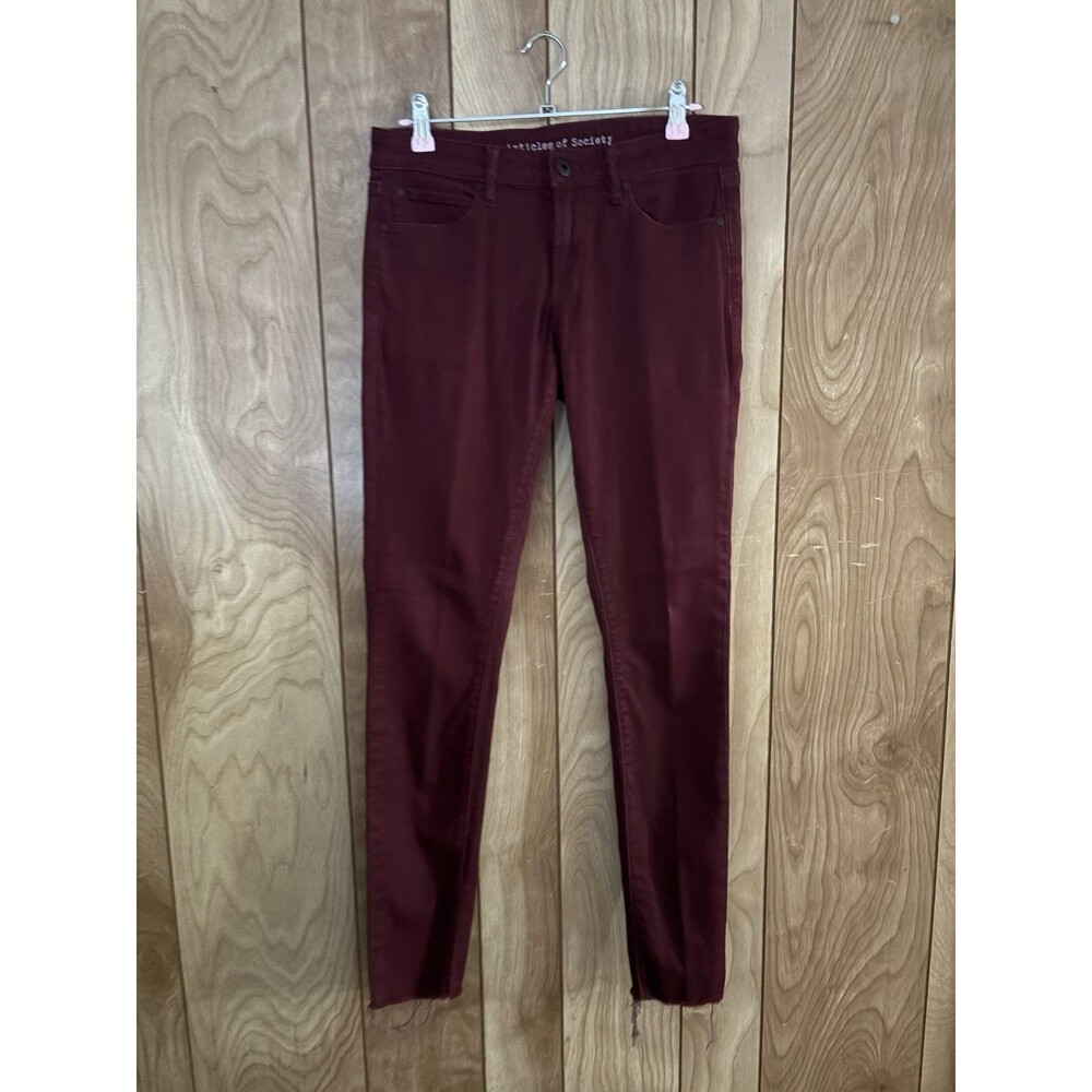 Articles of Society women's Skinny jeans Size 28 Raw Hem‎ Red Burgundy Wash